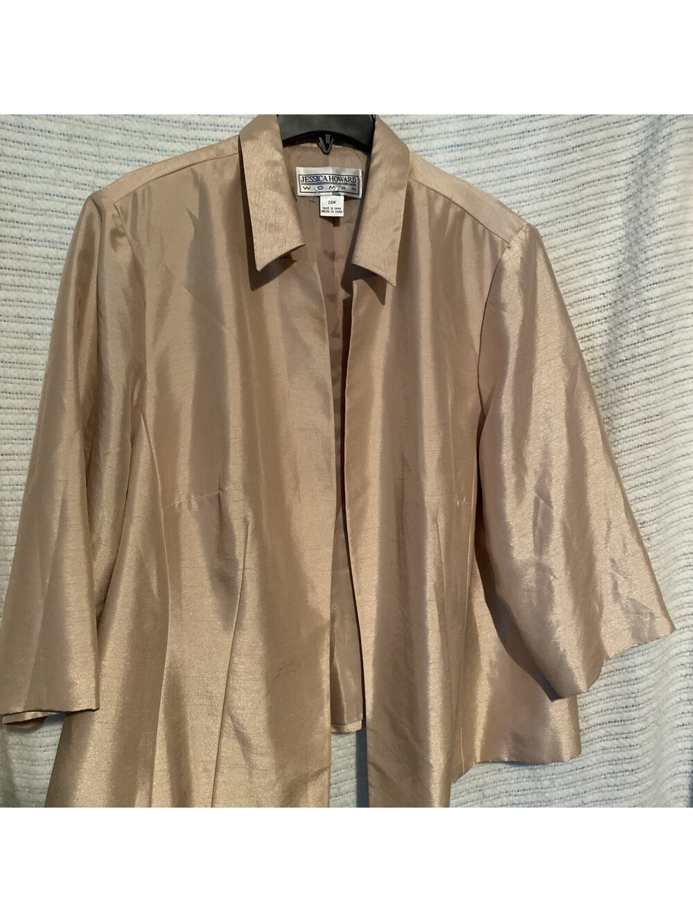 Jessica Howard Shimmering Beige formal short open front jacket sz 24 W